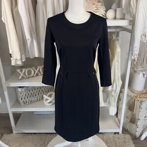 Liz Claborne Women's Size S Black 3/4 Sleeve Sheath Dress #2842